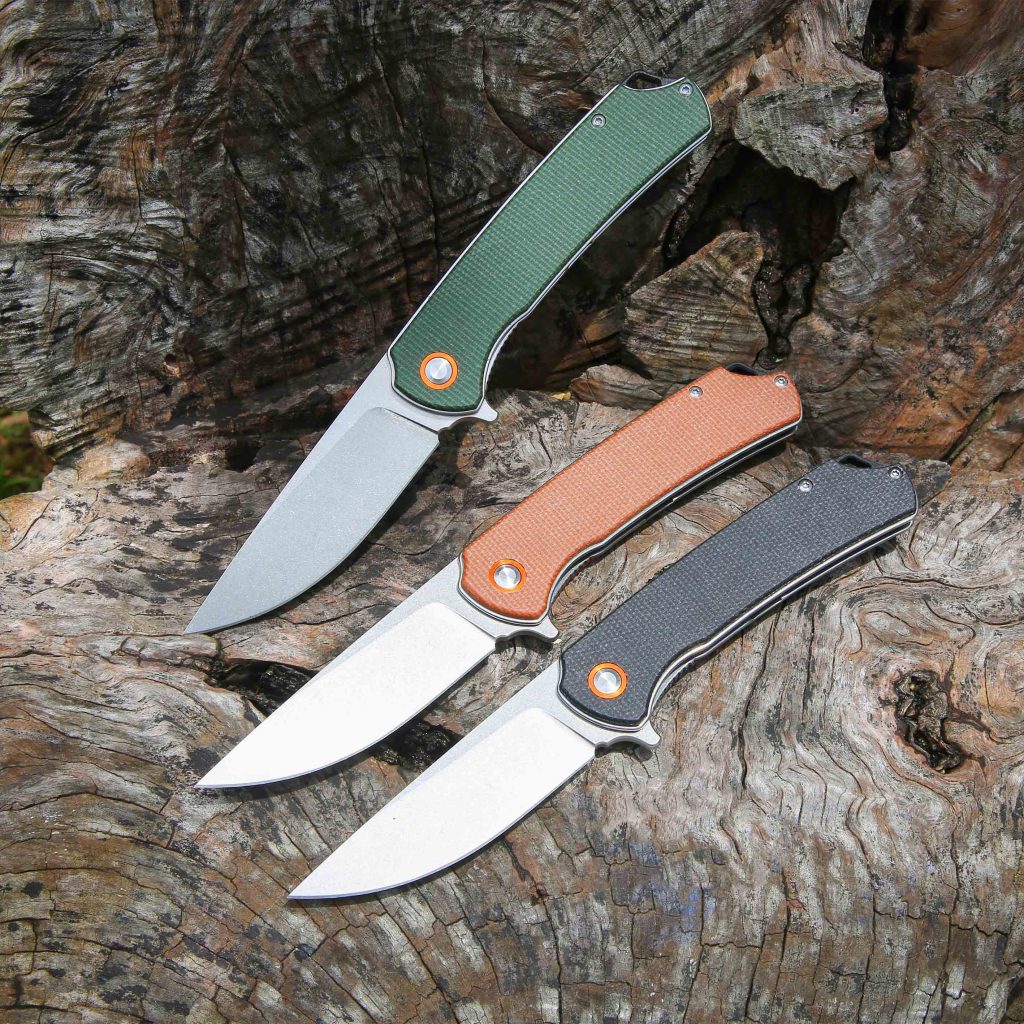 micarta handle knives varied colors