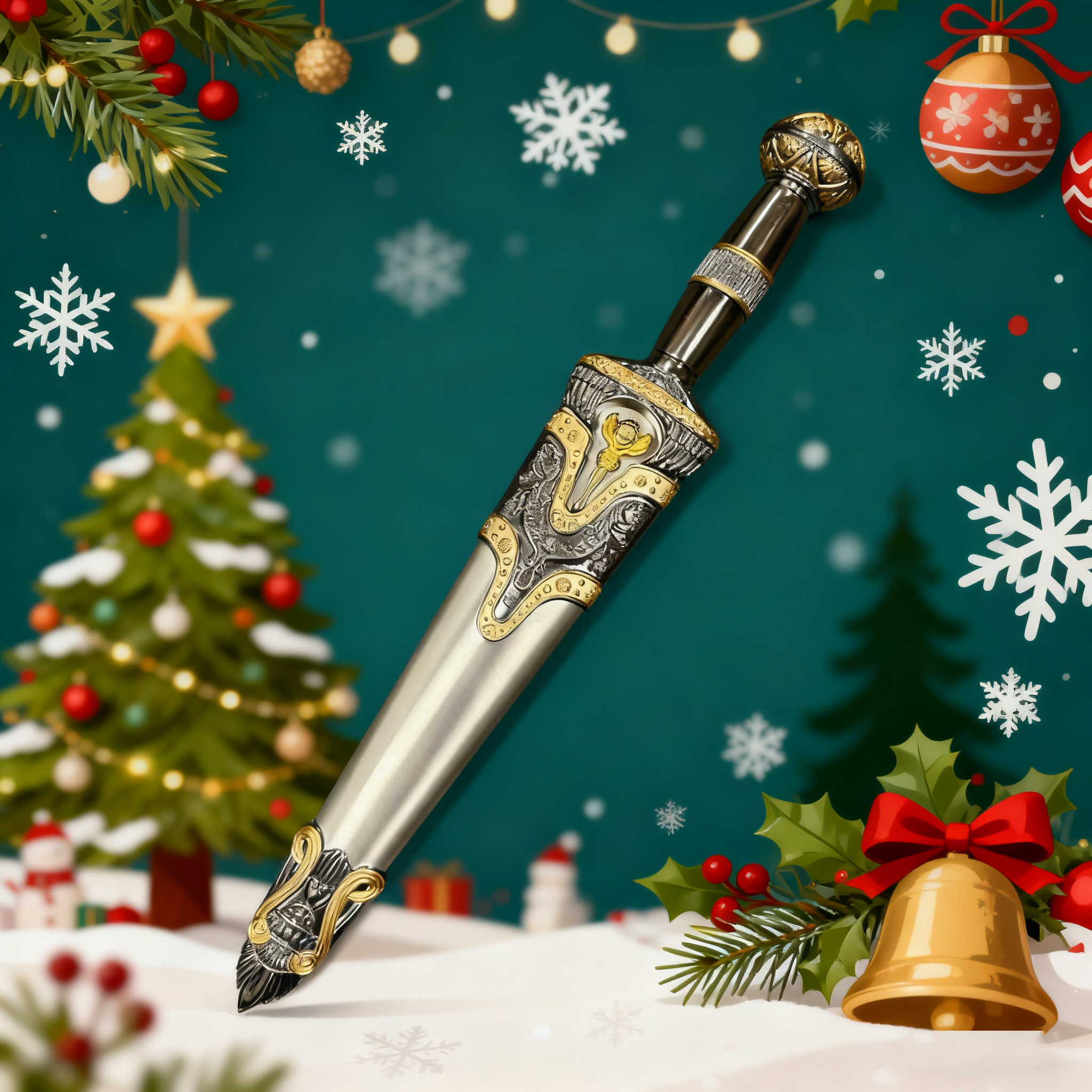 Roman Dagger in Christmas Themed Setting