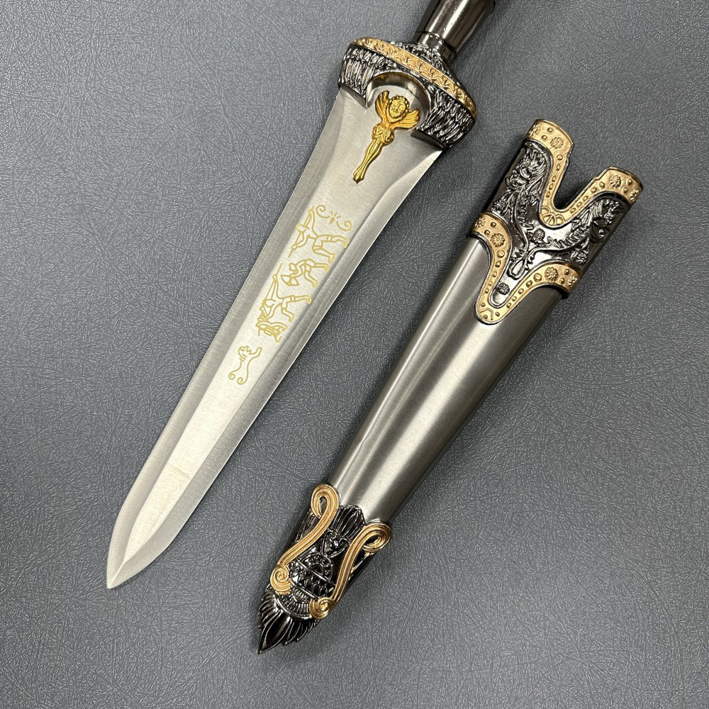 Roman Dagger and Scabbard Detail on Gray